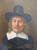 An oil on canvas of a gentleman signed N.Weber and an oil on canvas of a young woman signed Ch.de.