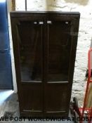 Oak glazed cabinet (W76 x D28cm x H154cm)