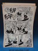 Denis Gifford former Marvelman cartoon comic pages from 1950s Marvelman / Comic, Flip & Flop,