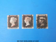 1840 1d Black x 3.