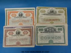 Twenty five share certificates including West Indies sugar, utilities, nickel mining, Sunray oil,
