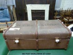 A steamer style trunk