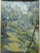 Walter J Roberts oil on board 'Wooded Hillside with River' (34 x 24cm)