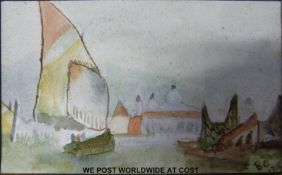 A quantity of watercolours, mostly signed B Grant, cWW1 including maritime, landscapes,