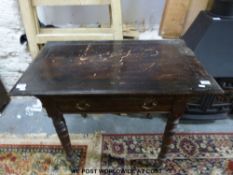 A late 19thC / early 20thC side table with single drawer (W91 x D56 x H72cm)
