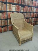 A wicker chair,