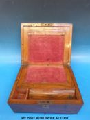 A brass inlaid mahogany writing slope