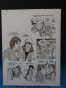 Mork & Mindy two black & white with grey wash original art pages by artist Bill Titcombe one signed