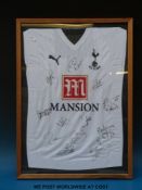 Autographed Tottenham Hotspur football club shirt signed by Gareth Bale, Robbie Keane, Ledley King,