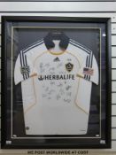 An autographed LA Galaxy football shirt signed by 20 players including David Beckham,
