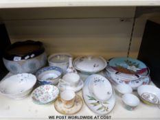 A quantity of ceramics including Royal Worcester Evesham dish, 19thC gilded plate, large jardiniere,