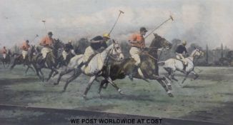 Two pairs of framed polo prints, larger pair 34 x 44cm,