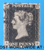 A GB 1840 Id black AB with black Maltese Cross cancellation Plate 8 four margins