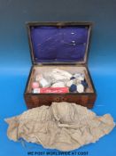 A Victorian bonnet in pleated and gathered style, with fine floral/foliate design,