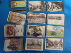 An interesting selection of mainly Edwardian postcards topographical, humorous, military,