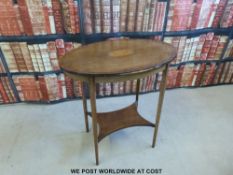 An occasional table with band edge & inlaid decoration (maximum diameter 69cm)