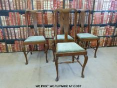 Four upholstered mahogany chairs