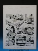 David Cassidy in a imaginary action adventure two black & white original art pages by Alan Parry