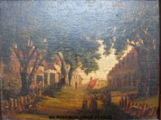 An oil on board of a village scene (14 x 18cm)