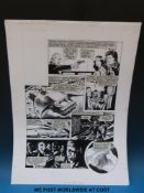Knight Rider American two black & white pen and ink original art pages by Barrie Mitchell,