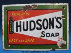 A small Hudson's Soap enamel sign (18 x 25cm)
