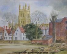 Roy Lapidge watercolour Gloucester Cathedral (35 x 43 cm)