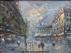Two oils on canvas of Parisian street scenes by Burnett (largest 50 x 40cm)