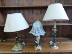 Three various table lamps,