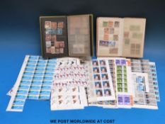 Two small stockbooks of mainly early GB stamps and a folder of part sheets of QEII GB stamps