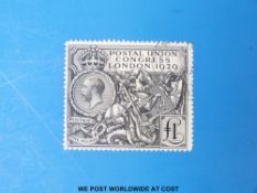 Great Britain 1929 P.U.C £1 Black (SG 438).