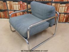 A pair of OMK retro 1960's Rodney Kinsman chrome framed chairs