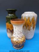 Three large West German vases (tallest 40cm)