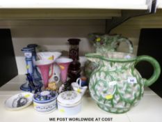 A quantity of mixed ceramics to include Royal Worcester, Dresden, small cat with anchor mark,