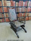 An upholstered American rocking chair