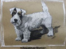 Pastel of a Scottish terrier 'Seapatrick Duster' indistinctly signed and dated lower right possibly