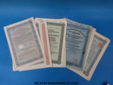 Sixteen share certificates signed off by Hitler