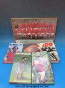 A collection of signed Welsh rugby related books including Gareth Edwards, JPR Williams,