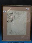 A framed unfinished picture,