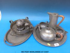 An English pewter tea set,