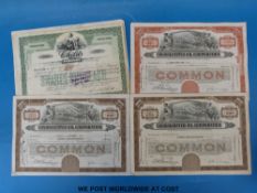 Fourteen share certificates relating to the Consolidated Oil Company and Childs Company