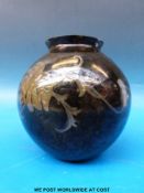 Bohemian Art glass globe vase with applied decoration