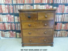 A 19thC walnut chest of two over three straight graduated drawers (W101 x D47 x H111cm)