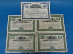 Thirty share certificates including ACF-Brill motor Co and Irving Trust