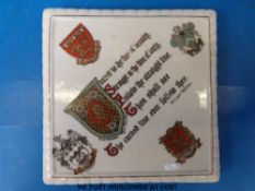 A Goss Lancashire crested plaque (14cm square)
