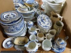 A large quantity of blue & white ceramics etc.
