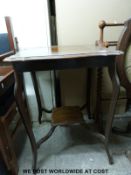 A barley twist towel rail, two fire screens, occasional table and one other.