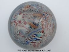 Venetian scrambled glass paperweight with latticino, aventurine and multi-coloured tubes (6.