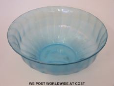 John Walsh iridescent glass 'Moonbeam' bowl of stepped ribbed form (20cm in diameter)