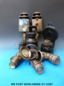 A BR tri colour railway lamp, pair of coach lamps,