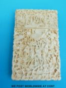 A 19thC Chinese carved ivory card case